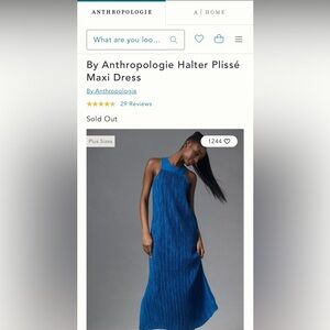Anthropologie Blue Plisse Dress